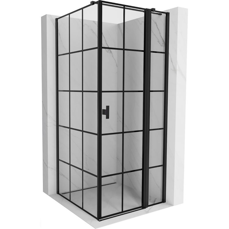 Mexen Mist T dešinės pusės atveriamas dušo kabinas 70 x 70 cm, juodas tinklelis, juodas - 8A4T-070-070-70-77-P