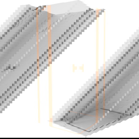 Mexen Mist Dvivietis atveriamas dušo kabina 105 x 105 cm, skaidri, šlifuota varis - 8A4-105-105-65-00