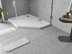 Mexen Flow pentagoninė plokščia dušo padėklas kairysis 100 x 80 cm, balta blizgi - 46P108010L