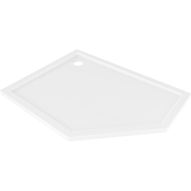 Mexen Flow pentagoninė plokščia dušo padėklas kairysis 100 x 80 cm, balta blizgi - 46P108010L