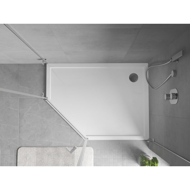 Mexen Flow penkiakampė dušo padėklas slim dešinysis 100 x 80 cm, baltas blizgesys - 46P108010R