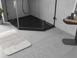 Mexen Flow penkiakampė plokščia dušo padėklas kairinis 90 x 80 cm, juodas matinis - 46P708090L