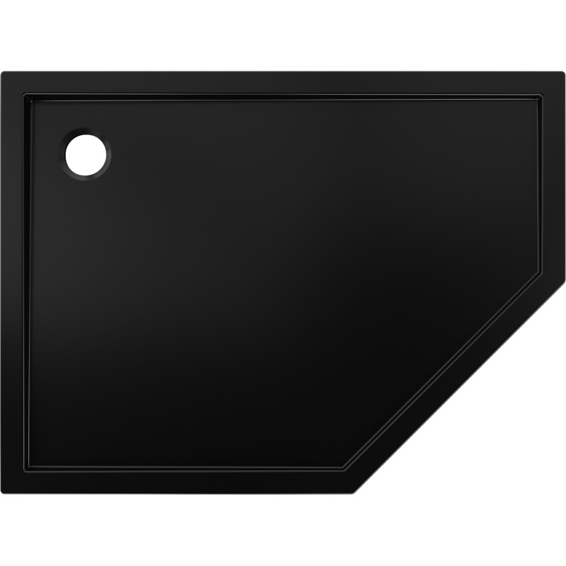 Mexen Flow penkiakampė plokščia dušo padėklas kairysis 100 x 80 cm, juodas matinė spalva - 46P708010L