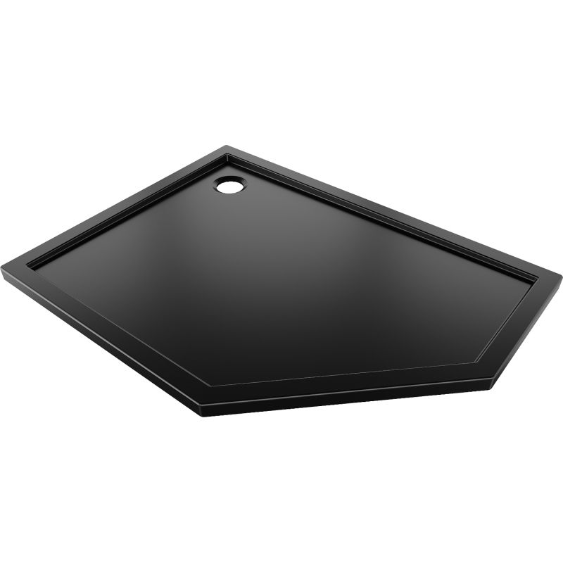 Mexen Flow penkiakampė plona kairė dušo padėklas 100 x 80 cm, juodas matinis - 46P708010L