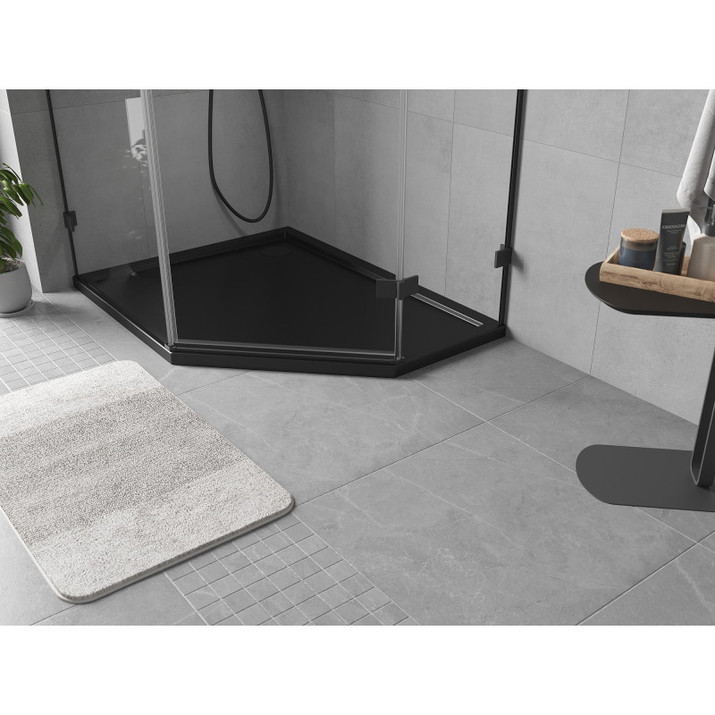 Mexen Flow penkiakampė plokščia dušo padėklas kairysis 100 x 80 cm, juodas matinė spalva - 46P708010L