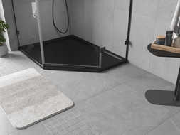 Mexen Flow penkiakampė plokščia dušo padėklas kairysis 100 x 80 cm, juodas matinė spalva - 46P708010L
