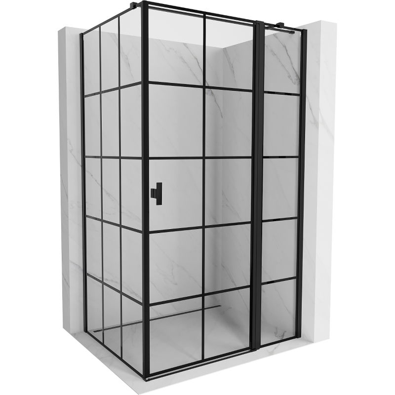 Mexen Mist T dešinė atveriama dušo kabina 80 x 85 cm, juoda grotelė, juoda - 8A4T-080-085-70-77-P