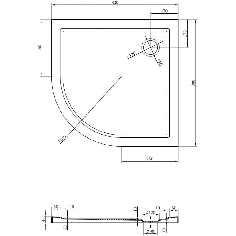 Mexen Flow pusapvalė slim dušo padėklas 80 x 80 cm, baltas blizgus - 46Q108080