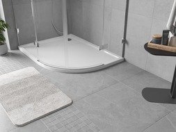 Mexen Flow pusiau apvalus asimetrinis plonas kairysis dušo padėklas 90 x 80 cm, blizgus baltas - 46Q108090L