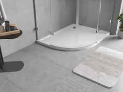 Mexen Flow pusapvalė asimetrinė plona dešinės pusės 90 x 80 cm, baltas blizgesys - 46Q108090R