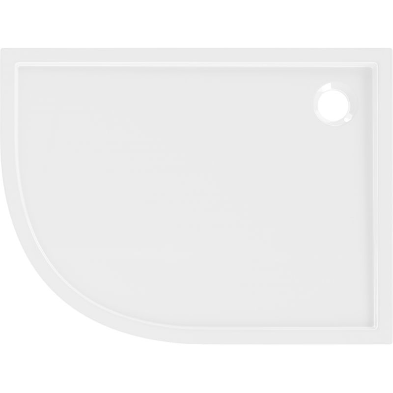 Mexen Flow pusapvalis asimetrinis plonas padėklas dešinysis 100 x 80 cm, balto blizgesio - 46Q108010R