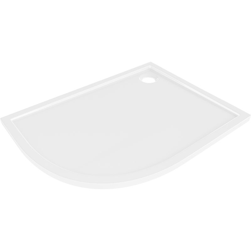 Mexen Flow pusapvalis asimetrinis plonas padėklas dešinysis 100 x 80 cm, balto blizgesio - 46Q108010R