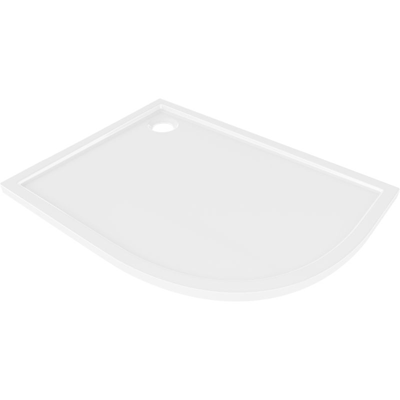 Mexen Flow asimetrinis pusapvalis plonas padėklas kairysis 100 x 90 cm, baltas blizgus - 46Q109010L