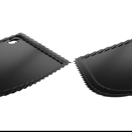 Mexen Flow pusapvalė asimetrinė plona kairinė dušo padėklas 90 x 80 cm, juoda matinė - 46Q708090L