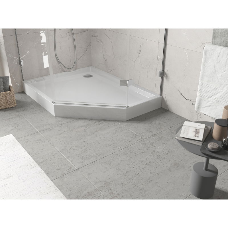 Mexen Flow+ pentagoninė dušo padėklas kairėje 100 x 80 cm, baltas blizgus - 46P108010LH