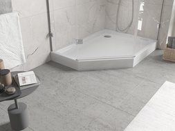 Mexen Flow+ penkiakampė dušo padėklas dešinė 100 x 80 cm, baltas blizgus - 46P108010RH