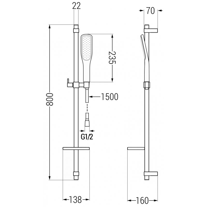 Mexen DQ49 slankiojantis dušo komplektas, baltas - 785494581-25