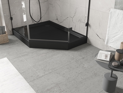 Mexen Flow+ penkiakampis dušo padėklas kairysis 80 x 100 cm, juodas matinis - 46P708010LH