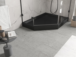 Mexen Flow+ penkiakampė dušo padėklas dešinysis 100 x 80 cm, juodas matinis - 46P708010RH