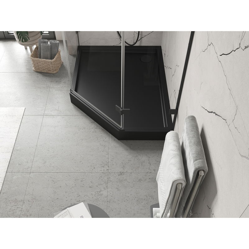 Mexen Flow+ penkiakampis dušo padėklas kairinis 100 x 90 cm, juodas matinis - 46P709010LH