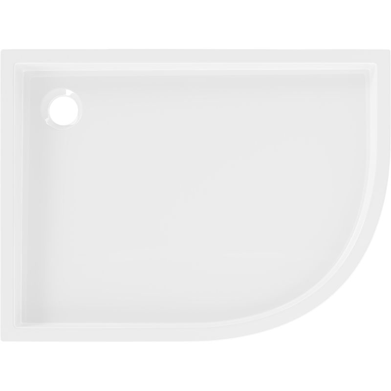 Mexen Flow+ asimetrinis kairinis pusapvalis dušo padėklas 90 x 80 cm, baltas blizgus - 46Q108090LH