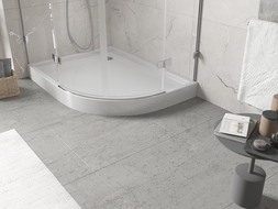 Mexen Flow+ asimetrinis pusapvalis dušo padėklas kairysis 90 x 80 cm, baltas blizgus - 46Q108090LH