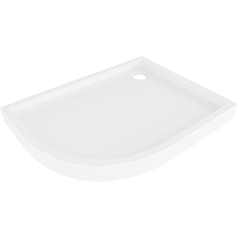 Mexen Flow+ pusiau apvalus asimetriškas dešinysis dušo padėklas 90 x 80 cm, baltas blizgus - 46Q108090RH