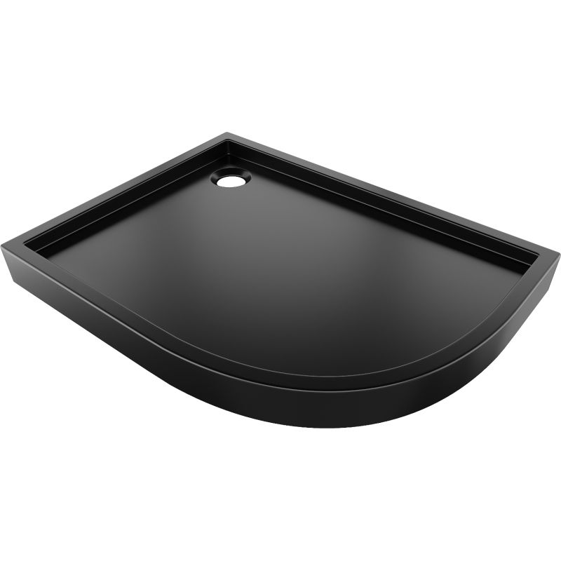 Mexen Flow+ pusapvalis asimetrinis kairysis dušo padėklas 100 x 80 cm, juodas matinis - 46Q708010LH