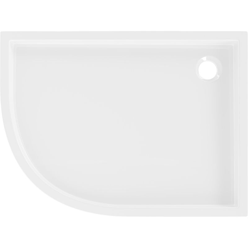 Mexen Flow+ puskilpis asimetriškas dešinysis dušo padėklas 100 x 80 cm, baltas blizgesys - 46Q108010RH