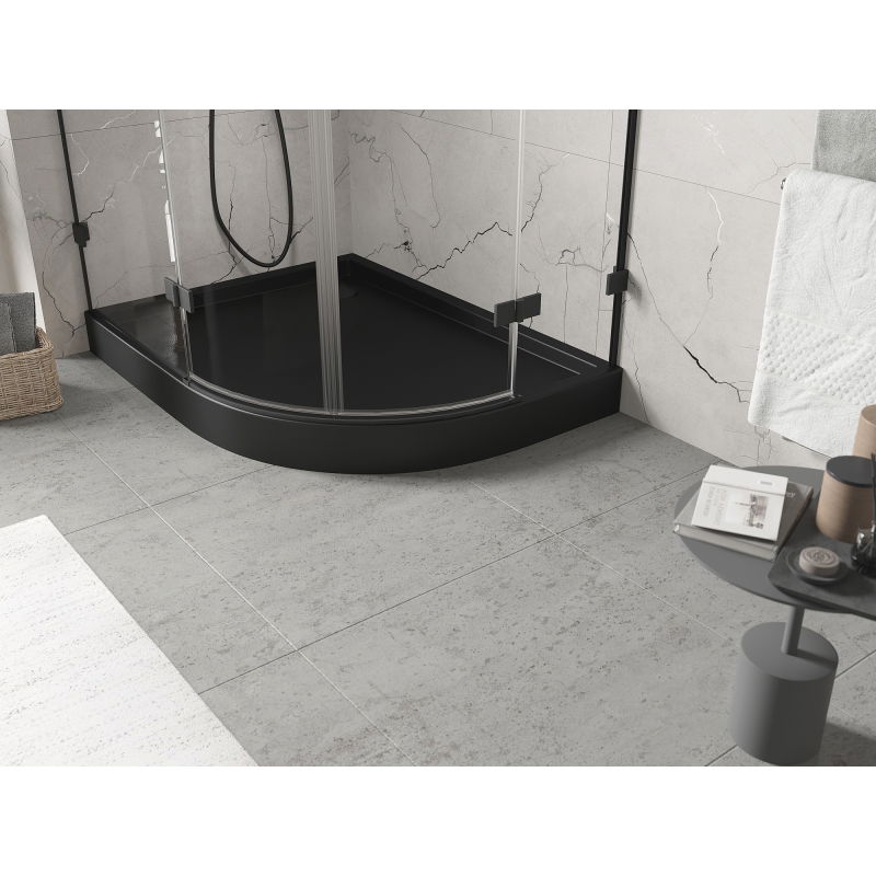 Mexen Flow+ pusapvalė asimetriška dušo padėklas kairė 100 x 90 cm, juodas matinis - 46Q709010LH