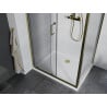 Mexen Apia stumdoma dušo kabina 90 x 80 cm, Skaidrus, Auksinė + dušo padėklas Flat, Balta- 840-090-080-50-00-4010G