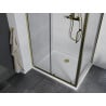 Mexen Apia stumdoma dušo kabina 90 x 80 cm, Skaidrus, Auksinė + dušo padėklas Flat, Balta- 840-090-080-50-00-4010G