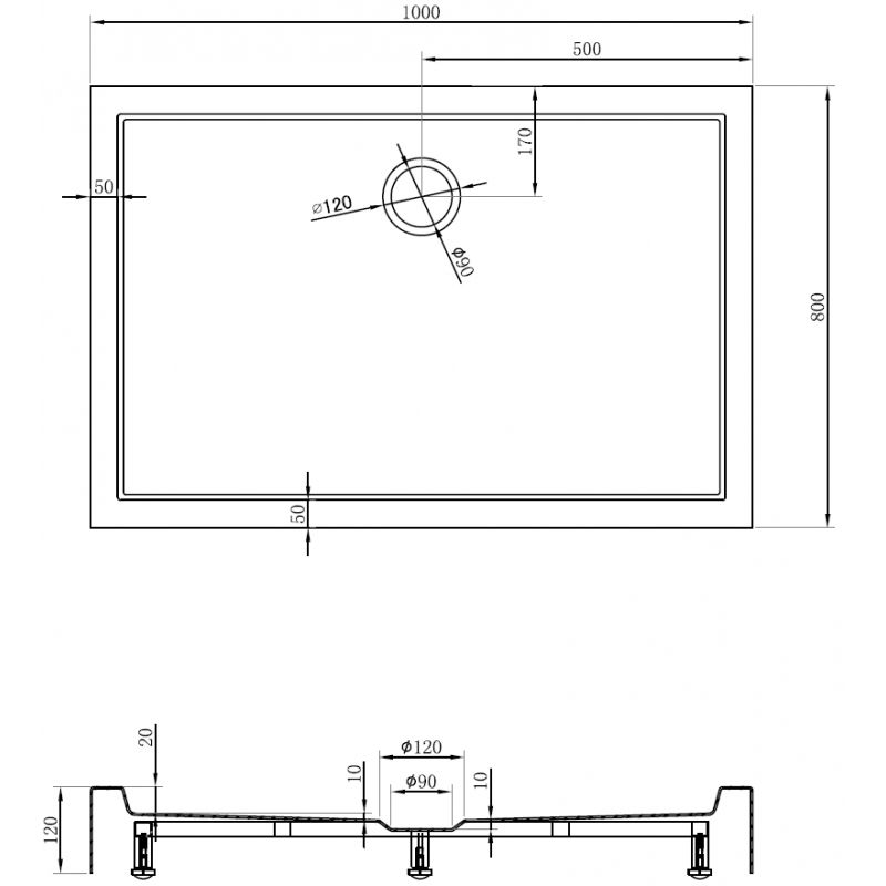 Mexen Flow+ stačiakampė dušo kabina 100 x 80 cm, juodas matinis - 46R708010H