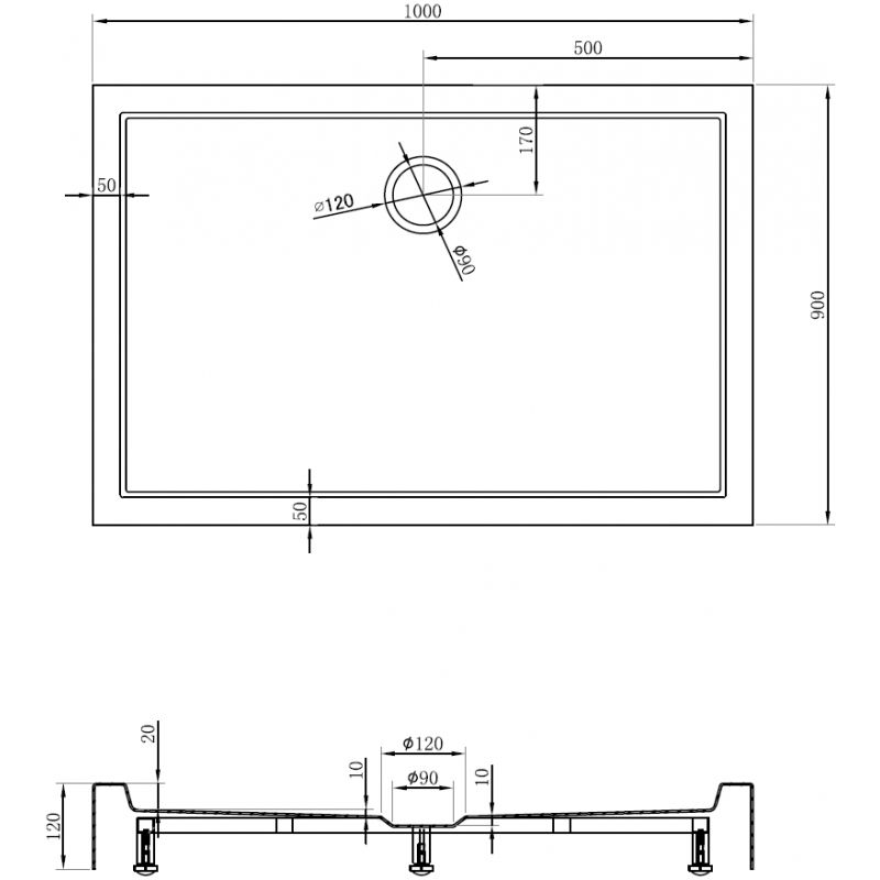 Mexen Flow+ stačiakampis dušo padėklas 100 x 90 cm, juodas matinis - 46R709010H