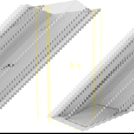 Mexen Mist L Dviguba dušo kabina su atveriamomis durimis 120 x 120 cm, permatoma, auksinė - 8A4L-120-120-50-00