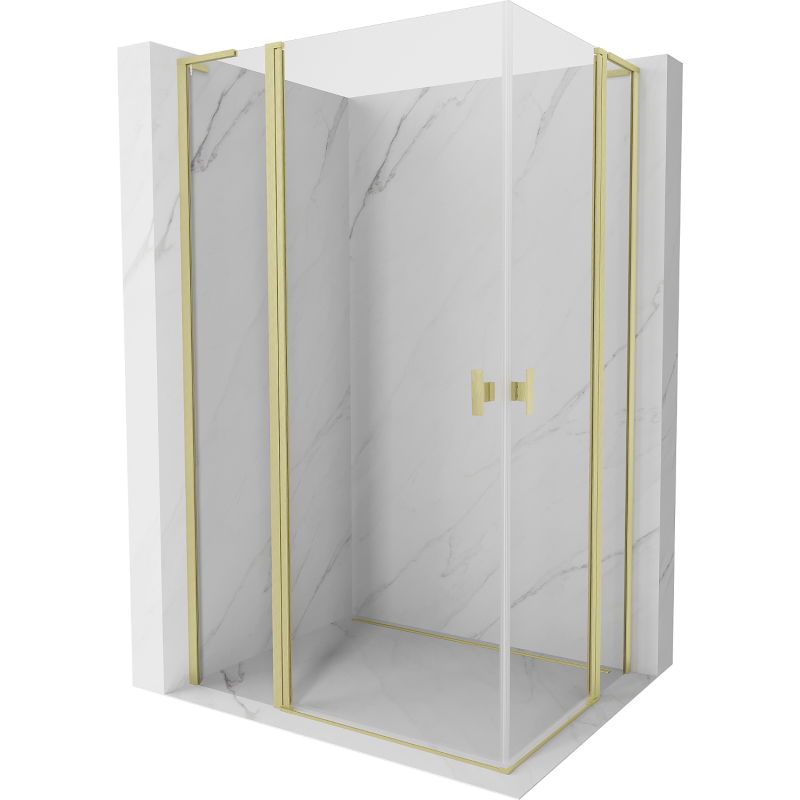 Mexen Mist L Duo dvigubi dušo durys 100 x 90 cm, permatomos, paauksuotos matinės - 8A4L-100-090-55-00