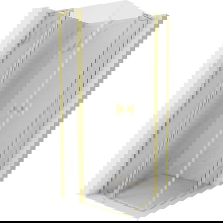 Mexen Mist L Duo varstoma dušo kabina 95 x 95 cm, skaidri, šlifuotas auksas - 8A4L-095-095-55-00