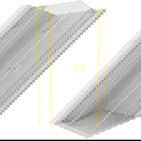 Mexen Mist L Dviguba stačioji dušo kabina 105 x 105 cm, skaidri, šlifuotas auksinis - 8A4L-105-105-55-00