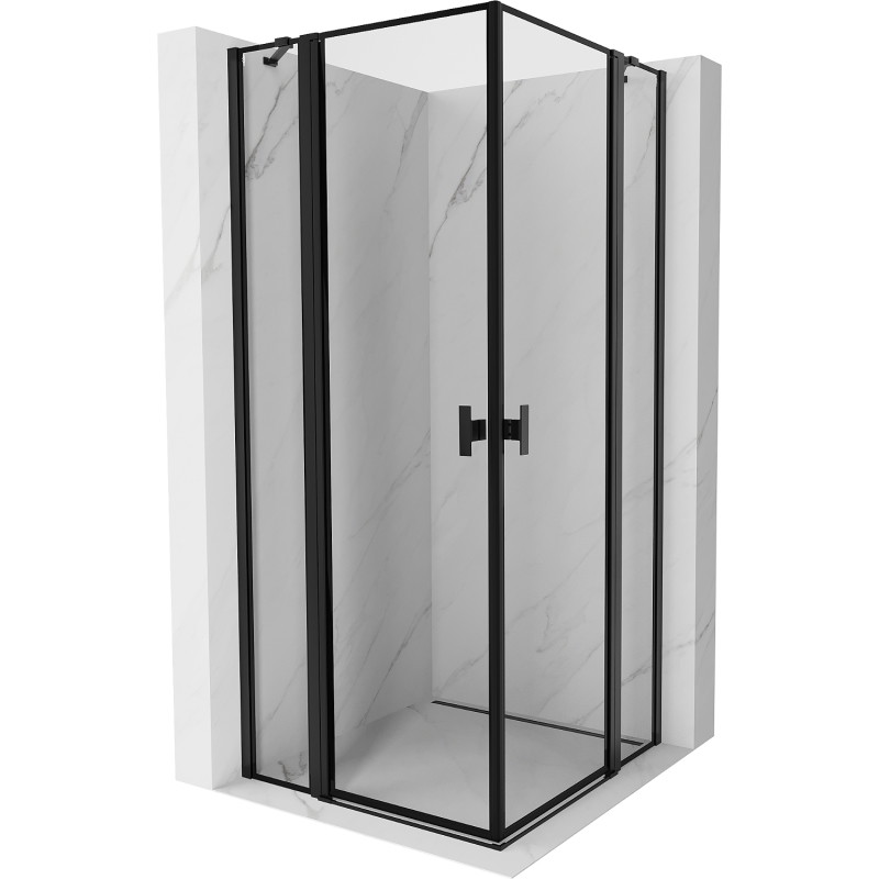 Mexen Mist Duo dušo kabina su durimis 95 x 95 cm, juodas rėmelis, juoda - 8A4-095L-095P-70-70