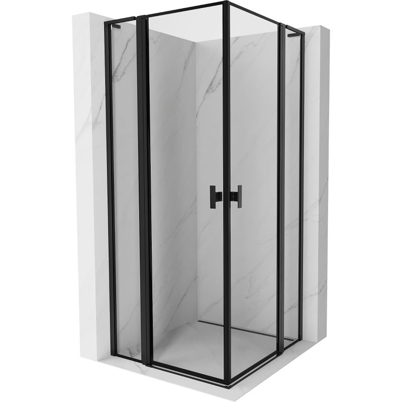 Mexen Mist L Duo dušo kabina varstoma 115 x 115 cm, juodas rėmas, juoda - 8A4L-115L-115P-70-70