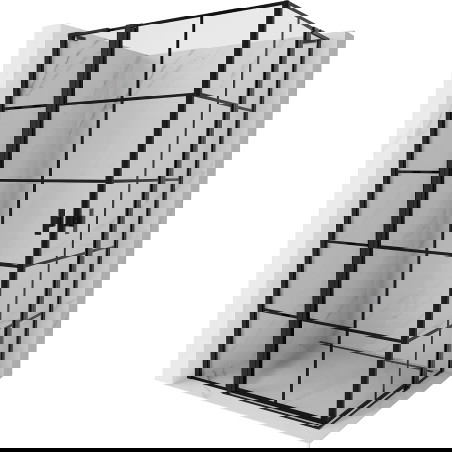 Mexen Mist L Dviguba dušo kabina su varstomomis durimis, 110 x 90 cm, juoda grotelė, juoda - 8A4L-110L-090P-70-77