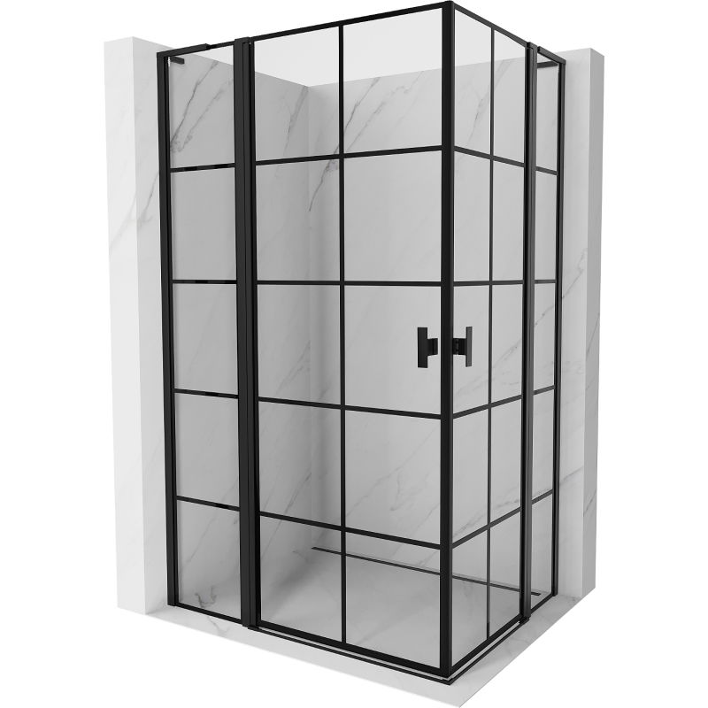 Mexen Mist L Duo dušo kabina varstoma 105 x 95 cm, juodas tinklelis, juodas - 8A4L-105L-095P-70-77