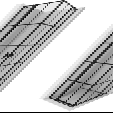 Mexen Mist L Duo atidaromoji dušo kabina 120 x 120 cm, juodas tinklelis, juoda - 8A4L-120L-120P-70-77