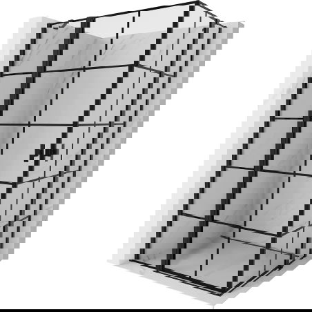 Mexen Mist Duo dušo kabinos dvidurės durys 115 x 90 cm, juoda grotelės, juoda - 8A4-115L-090P-70-77