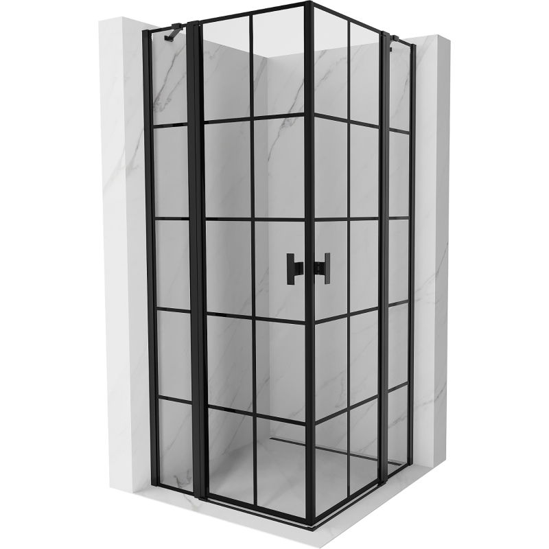 Mexen Mist Duo varstoma dušo kabina 110 x 110 cm, juoda grotelė, juoda - 8A4-110L-110P-70-77