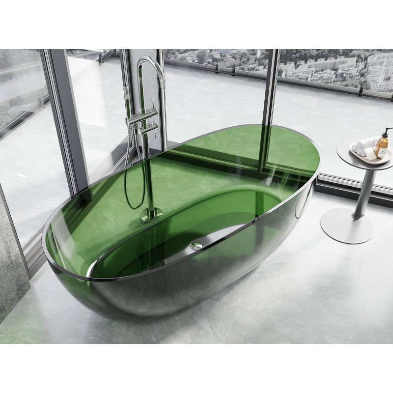 Mexen Pure miško laisvai pastatoma skaidri vonia 170 x 80 cm, chrominis ventilis - 58071708002