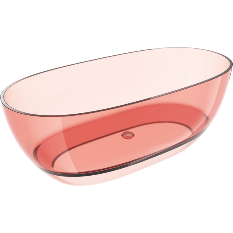 Mexen Pure koralų laisvai stovinti permatoma vonia 170 x 80 cm, chromuotas kamštis - 58071708004