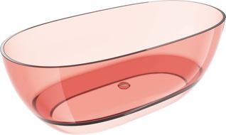 Mexen Pure koralų laisvai stovinti permatoma vonia 170 x 80 cm, chromuotas kamštis - 58071708004