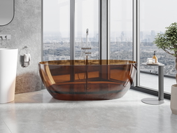 Mexen Pure earth laisvai pastatoma vonia skaidri 170 x 80 cm, chromuotas kamštis - 58071708005