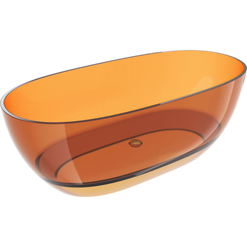 Mexen Pure rūdžių spalvos laisvai pastatoma vonia permatoma 170 x 80 cm, chromuotas kamštis - 58071708006